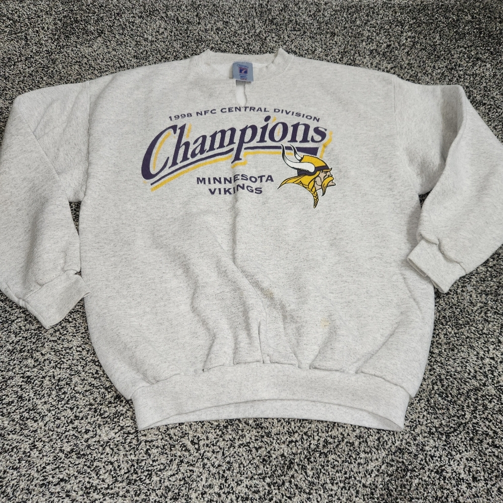 Vtg 90's Minnesota Vikings 1998 NFC Central Division Champions,Sz L, Sweatshirt